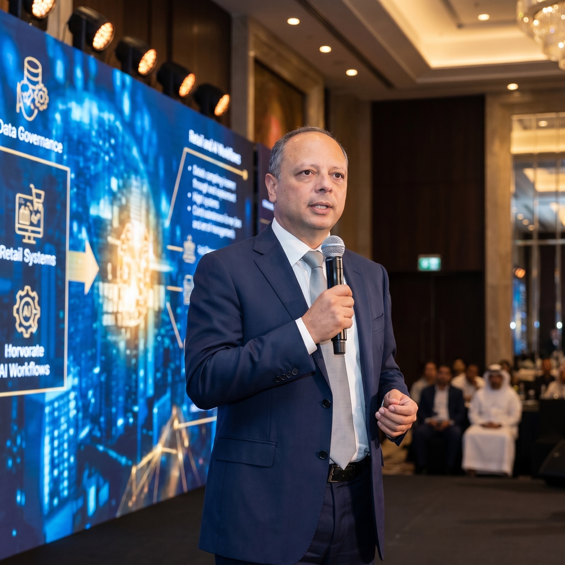 Founder speaking at AI and retail event
